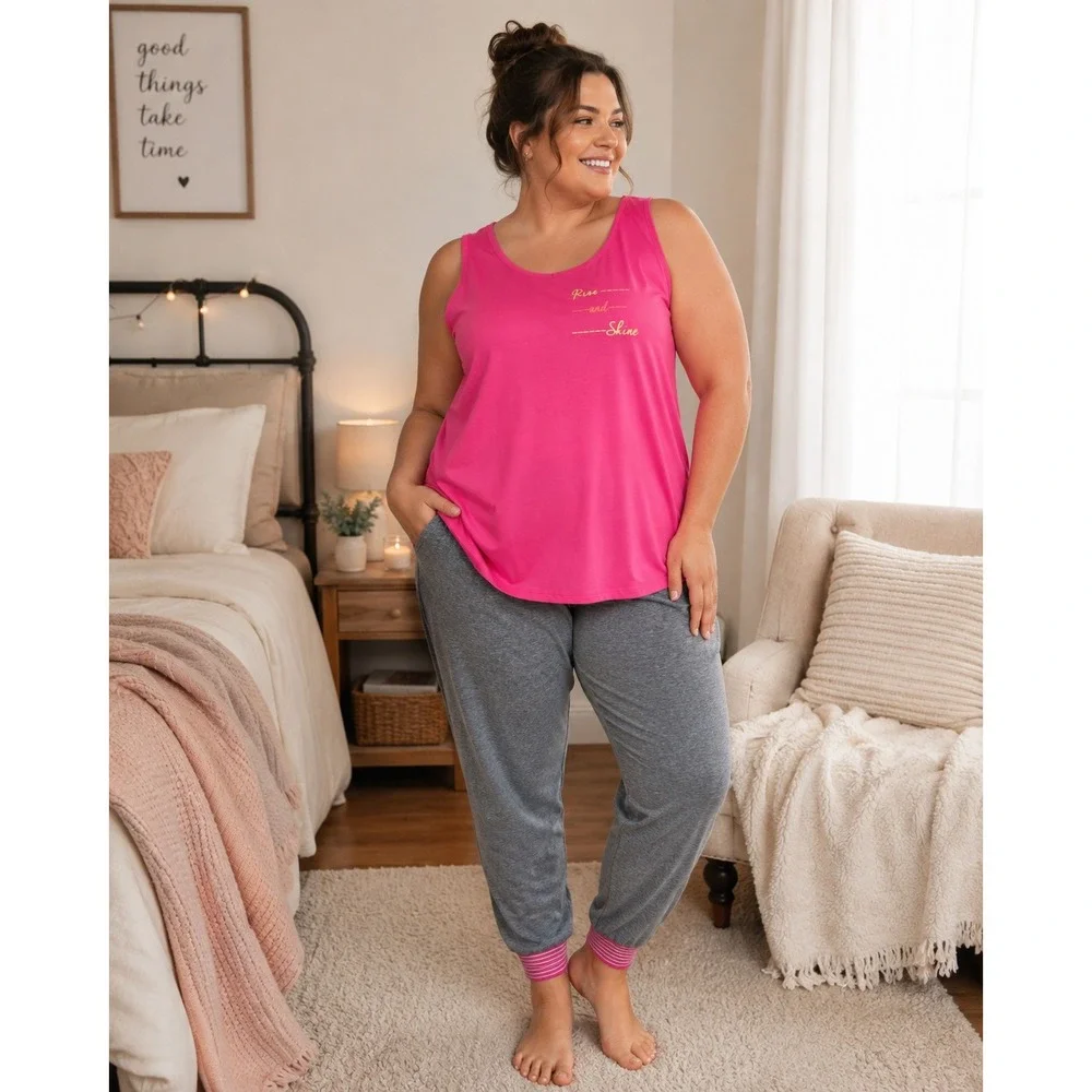 418. Cacique Sleep Rise and Shine Pajama Set Tank and Joggers Plus Size 22/24